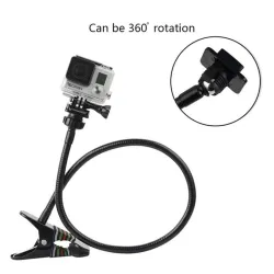 Clamp clip mount - selfie stick - adjustable - flexible extension - for GoPro Hero 9/8/7/6/5/4/2/Session DJI OSMO Action Xiaomi