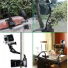 Clamp clip mount - selfie stick - adjustable - flexible extension - for GoPro Hero 9/8/7/6/5/4/2/Session DJI OSMO Action Xiaomi