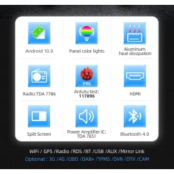 Autoradio - Mirror Link - 1 / 2 Din - DSP - Android 10 - DVD - GPS - WiFi - Bluetooth - HDMI - OBD DAB SWCRadio