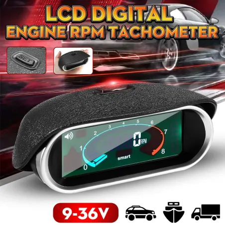Universal-Auto-Drehzahlmesser - 50-9999RPM - LCD-Digitalanzeige - Drehzahlmesser