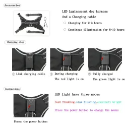 Collares & CorreasArnés para perros - LED - luces intermitentes / reflectantes - caminata nocturna de seguridad - impermeable