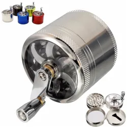 Grinder voor kruiden/tabak/specerijen - 4 lagen - met handslinger - aluminiumKeukenmolens