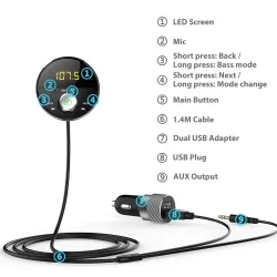 FM-modulator - sändare - Bluetooth - bil MP3-spelare - 3,5 mm jack - AUX - handsfree