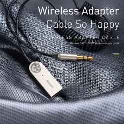 Baseus BA01 - USB kabel - draadloze adapter - Bluetooth - 3.5 AUX jack - handsfree - microfoonAudio