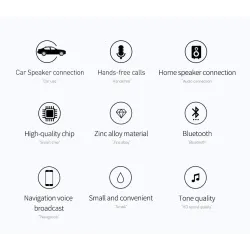 Baseus BA01 - kabel USB - adapter bezprzewodowy - Bluetooth - gniazdo AUX 3.5 - zestaw głośnomówiący - mikrofonAudio