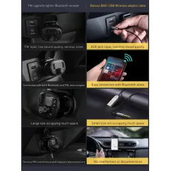 Baseus BA01 - USB cable - wireless adapter - Bluetooth - 3.5 AUX jack - hands free - microphoneAudio
