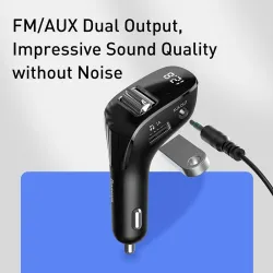 Baseus - FM transmitter - AUX - Bluetooth - dual USB - car charger - handsfree - MP3 playerAudio