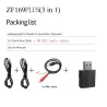 KN330 - USB - Bluetooth - nadajnik - odbiornik audio - gniazdo AUX 3,5 mm - przejściówka 3 w 1Kable