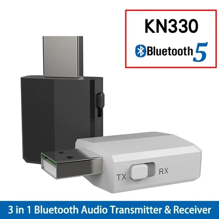 KN330 - USB - Bluetooth - nadajnik - odbiornik audio - gniazdo AUX 3,5 mm - przejściówka 3 w 1Kable