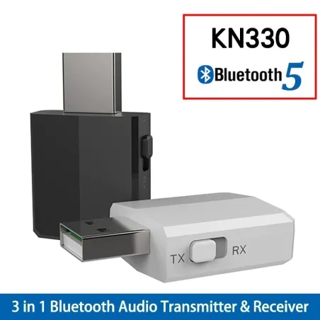 KN330 - USB - Bluetooth - nadajnik - odbiornik audio - gniazdo AUX 3,5 mm - przejściówka 3 w 1Kable