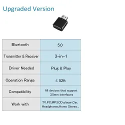 KN330 - USB - Bluetooth - nadajnik - odbiornik audio - gniazdo AUX 3,5 mm - przejściówka 3 w 1Kable