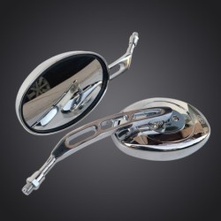 Motor ovale spiegels - chroom - universeel - 10mm schroefdraadSpiegels
