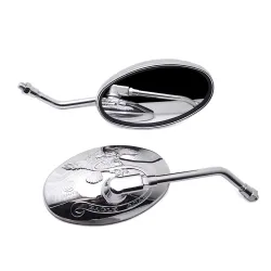 Uniwersalne owalne lusterka motocyklowe - chrom - gwint 10mm - znak orłaLusterka