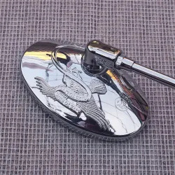 Uniwersalne owalne lusterka motocyklowe - chrom - gwint 10mm - znak orłaLusterka