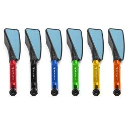 Universele motorspiegels - CNC aluminium - blauwe lenzen - MT-07 logoSpiegels