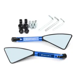 Universele motorspiegels - CNC aluminium - blauwe lenzen - MT-07 logoSpiegels