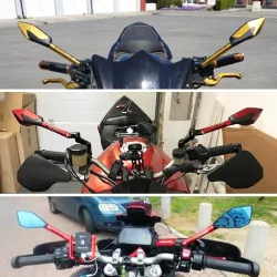 Lusterka motocyklowe - aluminium CNC - niebieskie szkło przeciwodblaskowe - do YAMAHA T-Max 500 / 560 / TMax 530Lusterka