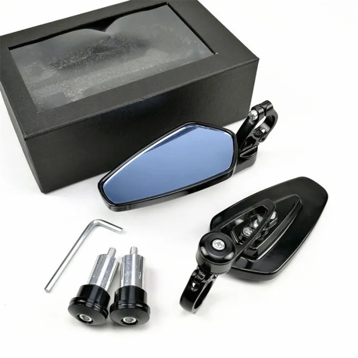 Motorcycle rearview mirrors - for handlebar ends - universal - aluminum - 7/8" - 22mm