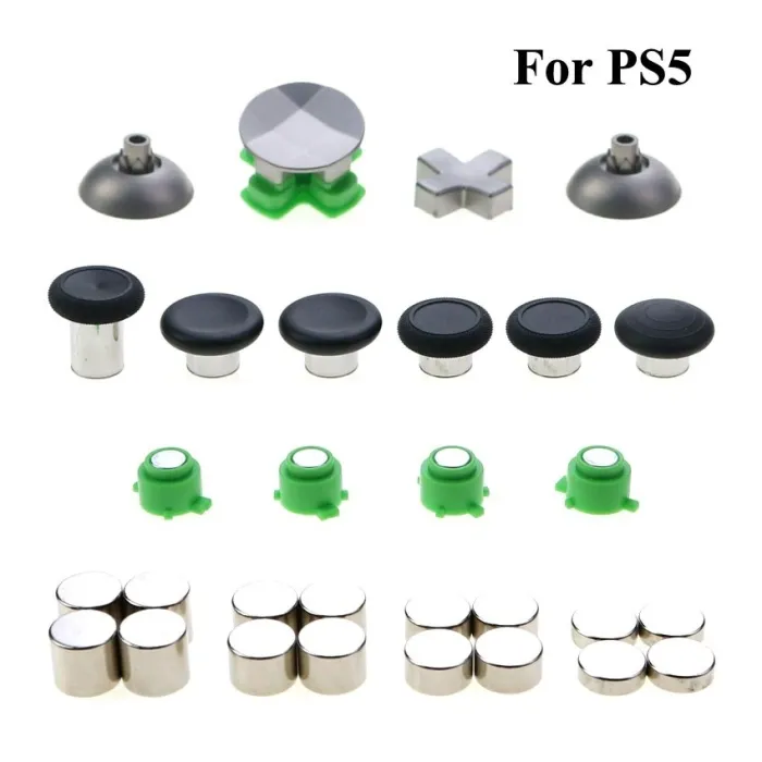 Metal buttons - thumb grips - analog stick - D-Pad button - replacement parts - for PS5 Controller Gamepad