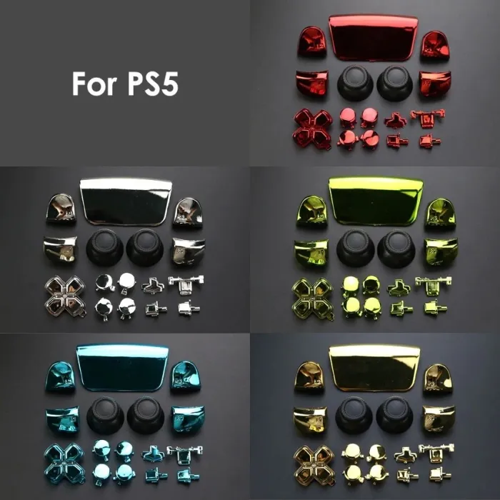 Pełny chrom - do kontrolera Playstation PS5 - przyciski / drążki / nakładka na joystick / L1 / R1 / L2 / R2 / D-padAkcesoriów