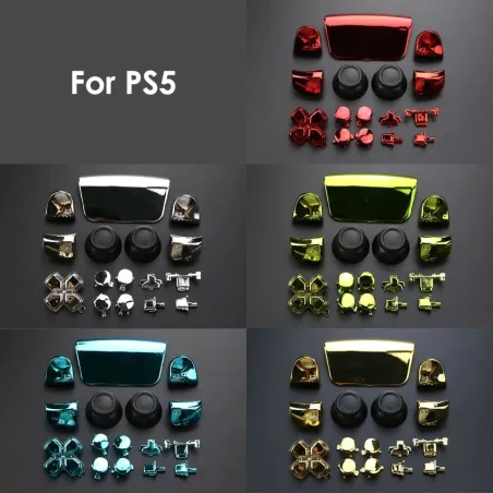 Komplettes Chromset - für Playstation PS5 Controller - Tasten / Thumbsticks / Joystickkappe / L1 / R1 / L2 / R2 / D-Pad