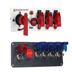 InterruptoresPanel de interruptores de encendido para autos de carreras - 5 LED - Botón de arranque del motor - DC12V / 20A