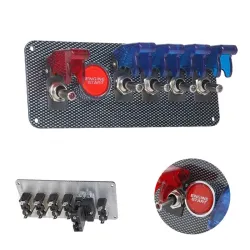 InterruptoresPanel de interruptores de encendido para autos de carreras - 5 LED - Botón de arranque del motor - DC12V / 20A