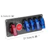 InterruptoresPanel de interruptores de encendido para autos de carreras - 5 LED - Botón de arranque del motor - DC12V / 20A