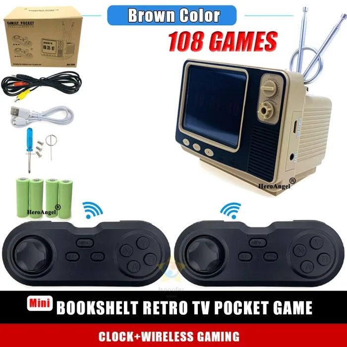 OtrosGV300 - retro TV game - video game console - with 2 wireless controllers - built-in 108 games