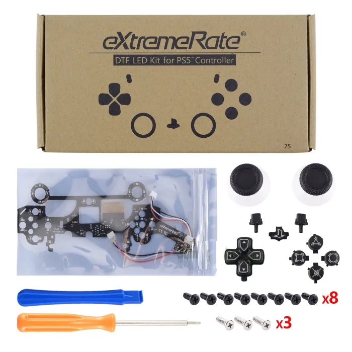 Illuminated D-Pad Thumbstick - 7 colors - 9 modes - DTF - LED - for PS5 Controller - set with tools