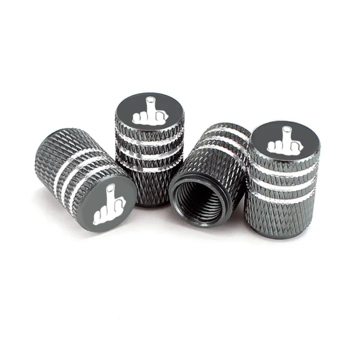 Autoreifenventile - Aluminiumkappen - Mittelfinger - 4 Stück