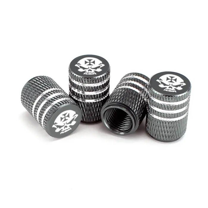 Zawory do opon samochodowych - nakładki aluminiowe - wzór czaszki - 4 sztukiCzęści kół