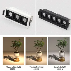 Lampa sufitowa LED - listwa wpuszczana - CREE - COB - wewnętrzna - ściemnialna - 2W - 30WŚwiatła sufitowe