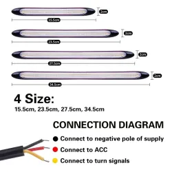 Car turn signal lights - dual mode / color - LED - DRL - 12V - 2 pieces