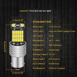 Żarówka samochodowa - wodoodporna - LED - DRL - P21W 1156 BA15S - 12V DC - 2 sztukiTuning