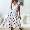 Robe à pois - manches courtes - design col v