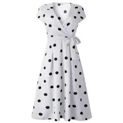 VestidosVestido de lunares - manga corta - diseño de cuello en v