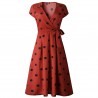 Vintage polka dot jurk - korte mouw - v-halsJurken