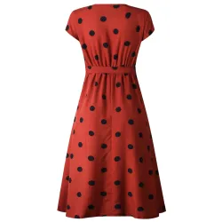 VestidosVestido de lunares - manga corta - diseño de cuello en v