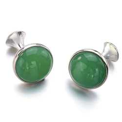 Luxurious cufflinks - with green opal