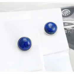 Luxurious round cufflinks - with blue lapis stone