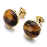 Luxurious round cufflinks - with tiger-eye stone