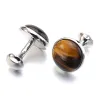 Luxurious round cufflinks - with tiger-eye stone