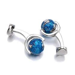 Elegant silver cufflinks - with rotatable blue earth globe