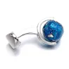 Elegante silberne Manschettenknöpfe - mit drehbarer blauer Erdkugel