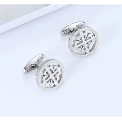 Elegant silver round cufflinks - crusaders - stainless steel