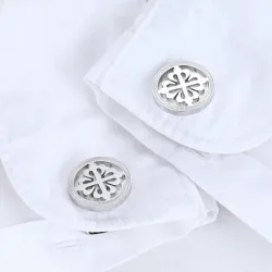 Elegante silberne runde Manschettenknöpfe - Kreuzfahrer - Edelstahl