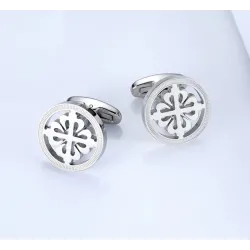 Elegant silver round cufflinks - crusaders - stainless steel