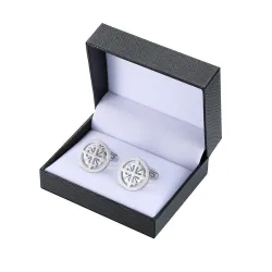 Elegant silver round cufflinks - crusaders - stainless steel