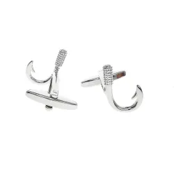 Fashionable silver cufflinks - fishing hook